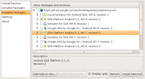 Abbildung 1: Der SDK-Manager erlaubt es, die SDK-Pakete für unterschiedliche Android-Versionen zu installieren.
