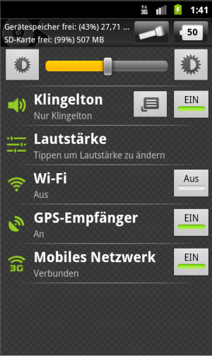 Abbildung 1: Mit der App Quick Settings erreichen Sie neben den wichtigsten Einstellungen auch die Taschenlampe.