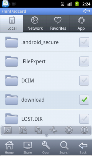 Abbildung 5: Der Android-Dateimanager "File Expert" zeigt den Inhalt der SD-Karte.