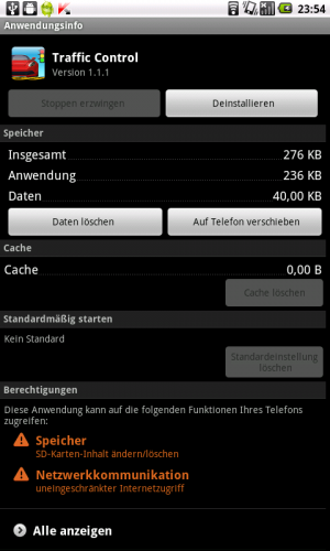 Abbildung 5: Löschen Sie die Daten einer App, verhält sie sich wieder wie nach einer Neuinstallation.
