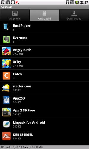 Abbildung 4: Die meisten Apps lassen sich problemlos auf die SD-Karte auslagern.