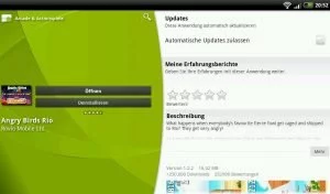 Abbildung 6: Der Market eignet sich auch, um Apps zu starten oder wieder zu löschen.