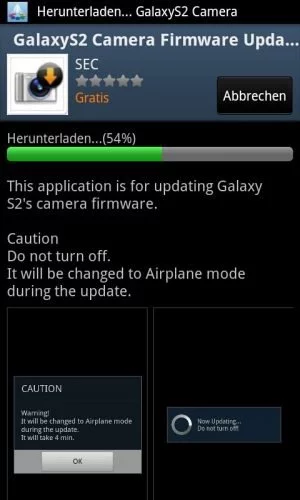 Abbildung 6: Dank Samsung Apps sind auch kleinere Firmware-Updates (wie hier der Kamera) möglich.