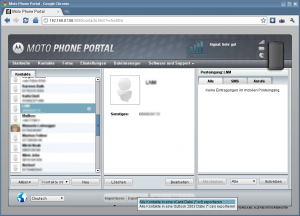 Abbildung 2: Motorolas webbasiertes Phone Portal ermöglicht es unter anderem, per Web-Browser Einstellungen am Handy zu ändern und Kontakte zu im- oder exportieren.