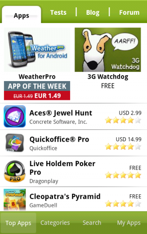 Abbildung 4: Die AndroidPIT App ermöglicht auch den Zugang zu den anderen Bereichen des Portals, wie etwa dem Forum.