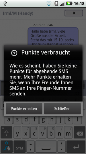 Abbildung 4: Rien ne va plus! Das Punkteguthaben ist verbraucht.