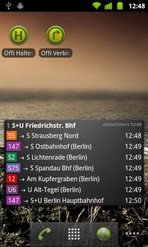 Haltestellen-Favorit als Widget mit aktuellen Abfahrten.