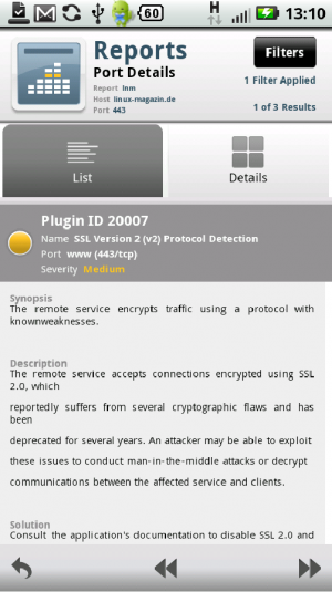 Abbildung 1: Die Nessus-App erlaubt nicht nur den Start von Security-Scans sondern auch das Öffnen abgeschlossener Reports.