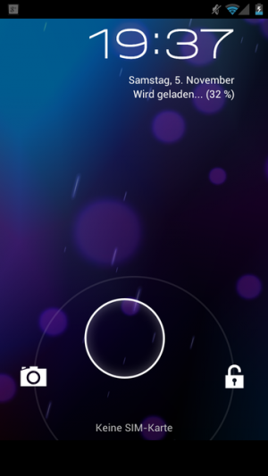 Abbildung 3: Der neue Lock-Screen sieht aus wie bei der Tablet-Version "Honeycomb" bietet aber deutlich mehr Funktionen.