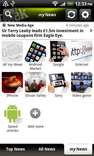 Die Themenauswahl auf Appy Geek lässt sich personalisieren.