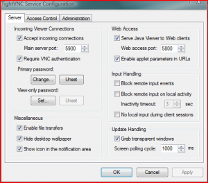 Abbildung 4: So richten Sie den TightVNC Server unter Windows ein.