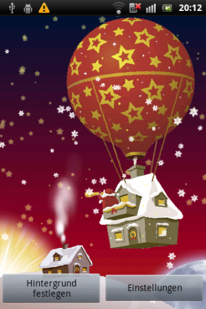 Abbildung 4: Der in den Mond stierende Weihnachtsmann aus Santa Live Wallpaper Free kommt auf größeren Bildschirmen am besten zur Geltung.