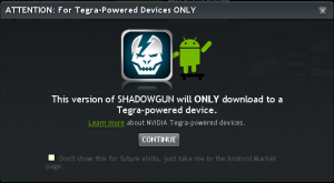 Abbildung 1: Die Tegra-Zone-Webseite weist Sie darauf hin, dass die Spiele nur für nVidia-Tegra-Geräte optimiert sind.