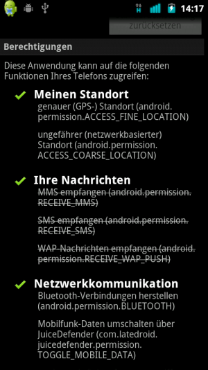 Abbildung 4: CyanogenMod erlaubt es Ihnen, installierten Apps nachträglich Zugriffsberechtigungen auf Ihre Daten zu entziehen.