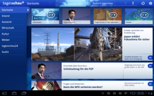 Die Tagesschau im HD-Format auf einem Android-Tablet