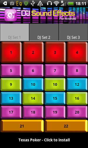 Abbildung 7: So bunt wie ihre Buttons sind auch die Sound-Effekte der App DJ Sound Effects.