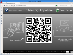 Abbildung 1: Die vscreens Webseite in einem Browser.