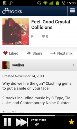 Abbildung 3: 8tracks spielt einen Mix.