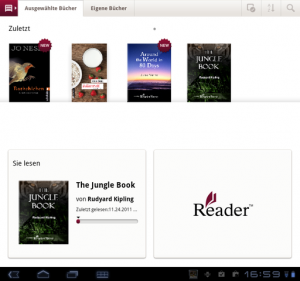 Abbildung 5: Der E-Book-Reader gehört zu den am besten angepassten Apps. Beim Lesen halten Sie das Tablet P quasi wie ein Buch.