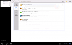 Abbildung 12: Dank Firefox Sync Service können Sie auf Lesezeichen, Tabs und Chronik vom Firefox Ihres regulären Rechners zugreifen.