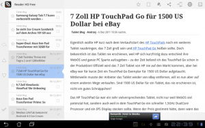 Abbildung 6: Fast so schön wie Feedly und funktioniert auch im Offline-Modus: Reader HD Free.