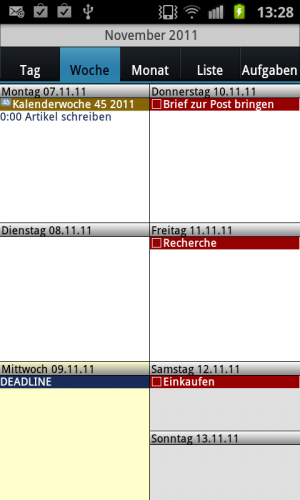 Abbildung 5: Die Wochenübersicht von CalenGoo lässt keine Wünsche mehr offen.