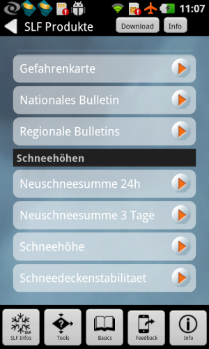Abbildung 16: White Risk mobile ist eine professionell gemachte Rundum-App für alle Freunde des Skifahrens abseits der Pisten.