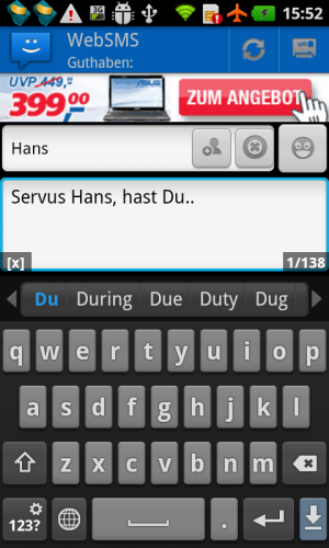 Abbildung 9: WebSMS holt Ihnen gratis-SMS auf das Smartphone.