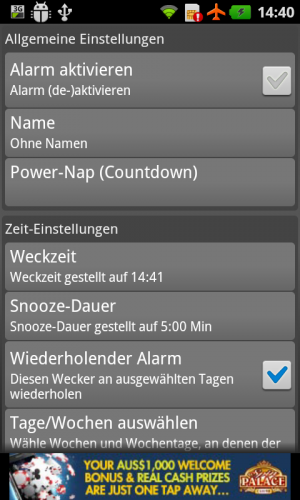 Abbildung 11: Bei AlarmDroid gibt es viele Einstellmöglichkeiten.