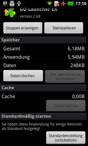 Abbildung 2: Haben Sie einen Launcher als Standard gesetzt, dann können Sie die Verknüpfung wieder in den Einstellungen entfernen.