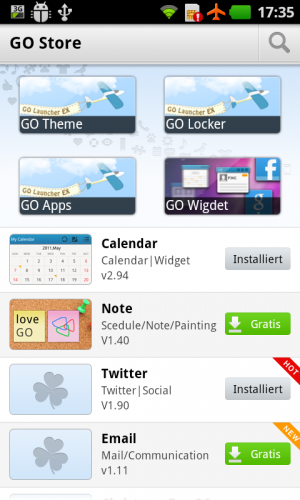 Abbildung 5: Über den GO Store installieren Sie zusätzliche Themes und Widgets.