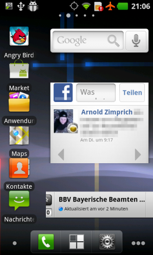 Abbildung 7: Über die Einstellungen kann man mehr als nur 4x4 Icons auf einen Homescreen packen, allerdings macht das nicht jedes Widget mit.