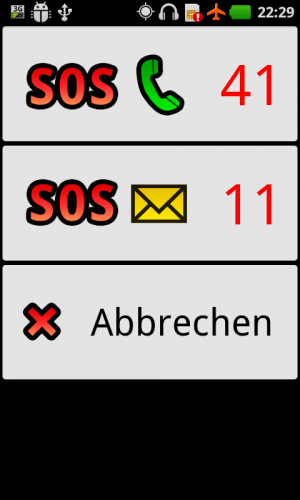 Abbildung 15: Im Notfall schickt die SOS-Funktion eine SMS mit der Position des Handys ab.