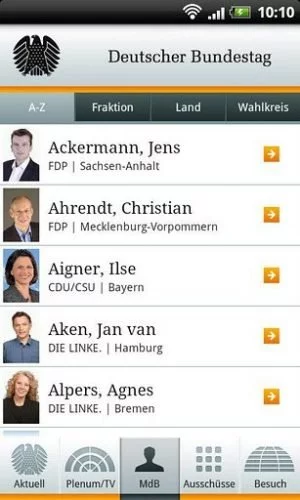 Zu allen politischen Vertretern bietet die App Hintergrundinformationen an.