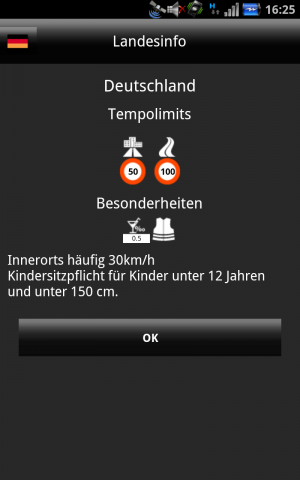 Abbildung 3: Bei Grenzüberschreitung informiert Navigon über die landespezifischen Tempolimits und Besonderheiten.