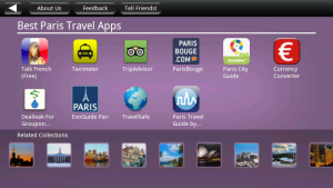 Abbildung 4: Der Guide to Paris verlinkt auf zahlreiche weitere Apps, die die Destination Paris zum Inhalt haben.