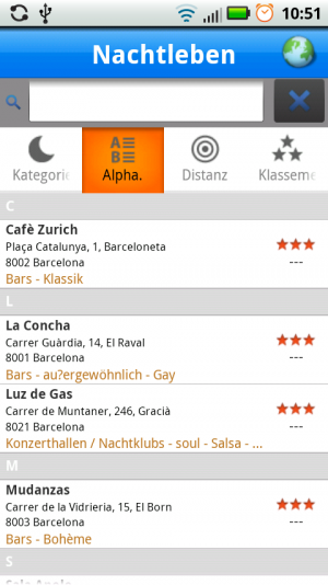 Abbildung 6: Auch ein Ausflug ins Nachtleben Barcelonas gestaltet sich dank der Sterne-Bewertung auf dem Barcelona Gratis Reiseführer recht einfach.