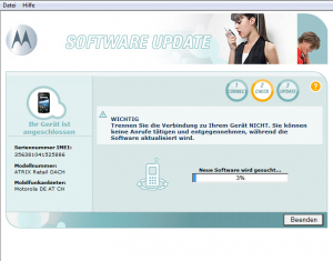 Abbildung 1: Sollten Sie das Firmware-Update noch nicht erhalten haben, dann können Sie es auch über die Motorola-Software für Windows installieren.
