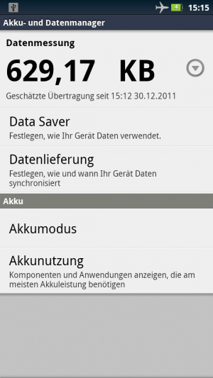 Abbildung 4: Der Datenmanager hilft Ihnen dabei, die Übersicht über die Up- und Downloads via 3G-Netz zu behalten.