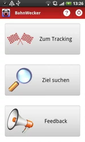 Startbildschirm des Bahnweckers