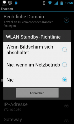 Abbildung 7: Brauchen Sie eine WLAN-Verbindung, selbst wenn das Gerät im Standby ist?