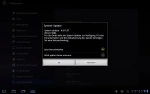 Abbildung 4: So sieht die Update-Meldung auf einem Honeycomb-Tablet aus.
