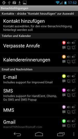 Abbildung 9: Light Flow bringt der LED des Galaxy Nexus ein korrektes Arbeiten bei.