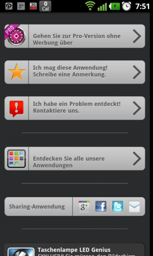 Abbildung 13: Die Gratis-Version finanziert sich mit Werbung, die Pro-Version kostet 75 Cent.