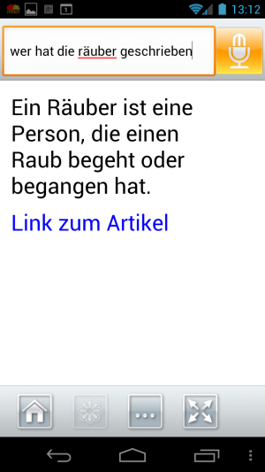 Bei der Frage nach dem Autoren von "Die Räuber" erreicht AskWiki immerhin einen Teilerfolg.