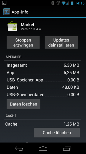 Durch das Löschen der Market-Daten wird auch der PIN entfernt. Die Kreditkartendaten bleiben aber erhalten.