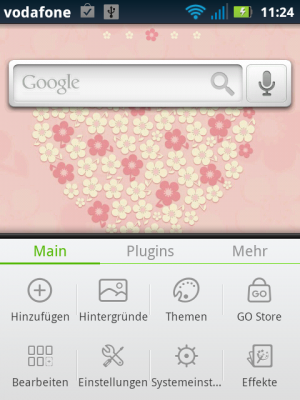 Über die Einstellungen von Go Launcher richten Sie das Theme ein.