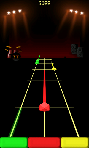 Abbildung 3: Dieser Guitar Hero Klon sieht eher aus wie Audiosurf, der Steam Hit aus dem Jahr 2008. Spielerisch gibt es aber nicht viel zu meckern.