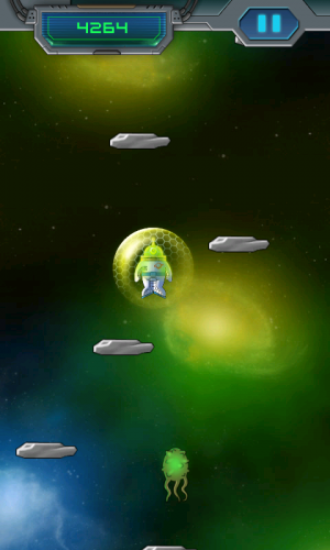 Abbildung 10: Raumsprung Space Jump ist ganz klar von Doodle Jump inspiriert, besitzt aber eigene Qualitäten und eine tolle Grafik.