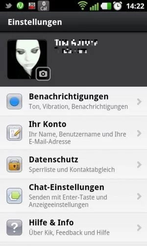 Abbildung 23: Das eigene Chatprofil und die Einstellungen bieten einen Überblick über die Möglichkeiten des Messengers.
